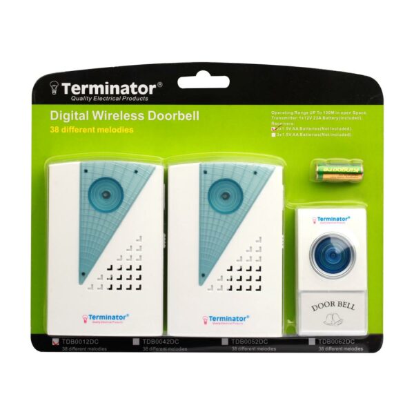 Tdb 0012dc-terminator Door Bell Digital Wireless-melodies +1t With 2r