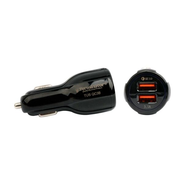 Tus Qc3b-terminator Dual Usb Fast Car Charger (6a-5v)-black