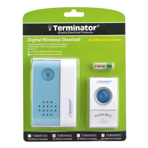 Tdb 004dc-terminator Door Bell Digital Wireless-38 Melodies Dc